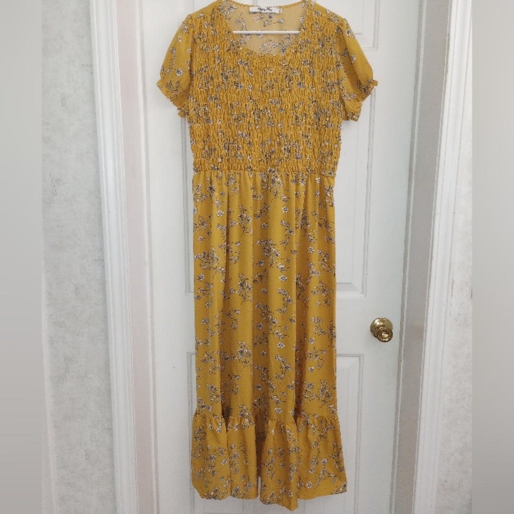 Mustard Yellow Floral Dress Easter